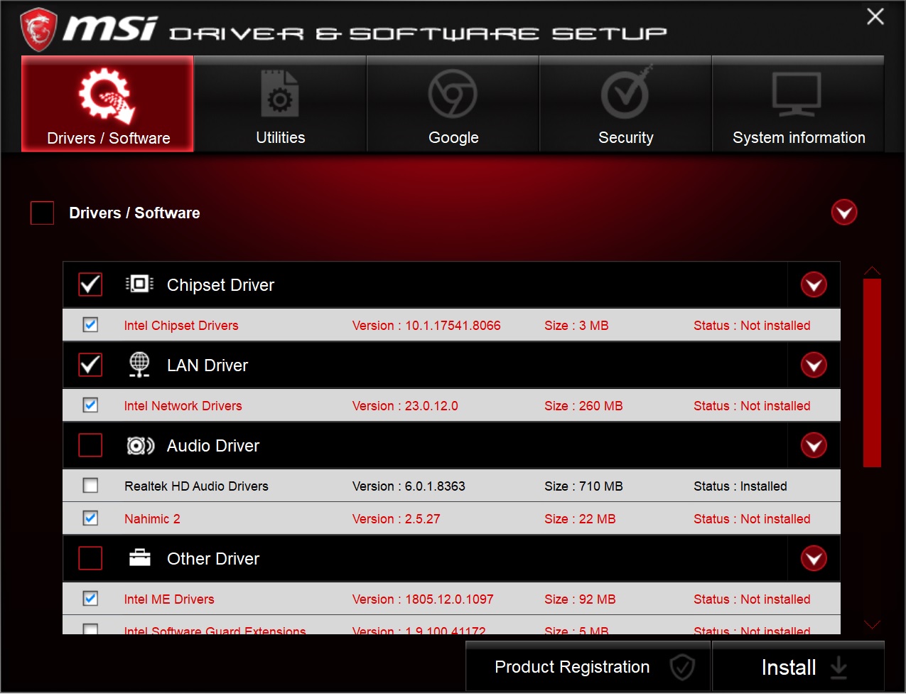 msi intel motherboards drivers and utilities